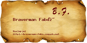 Braverman Fabó névjegykártya